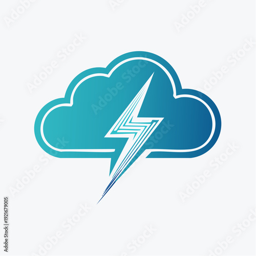 Dynamic cloud and lightning strike icon representing speed, power, and digital connectivity solutions