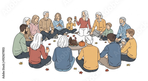 Group of People Sitting in Circle.