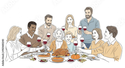 Group Dinner Gathering with Wine.