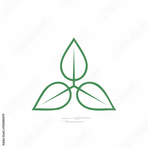 Minimalist green leaf icon for natural growth, sustainability, and eco-conscious design
