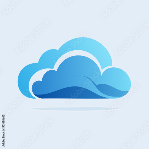 Dynamic Blue Cloud Icon Representing Digital Data Storage and Online Connectivity Solutions