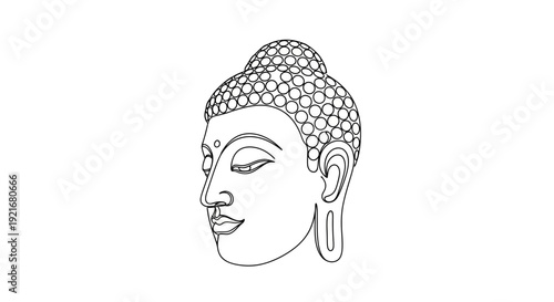 Buddha Head Outline Drawing - Serene Enlightenment Symbol