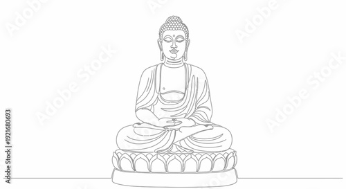 Buddha Statue Line Art Meditation Zen Enlightenment Enlightenment Zen Line Art