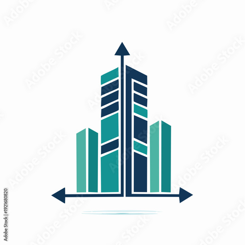 Dynamic Urban Development Graphic Illustrating Business Growth and Financial Progress
