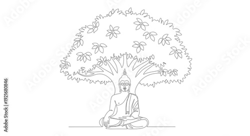 Buddha Meditation Under Bodhi Tree, Enlightenment, Zen Serenity, Spiritual Awakening