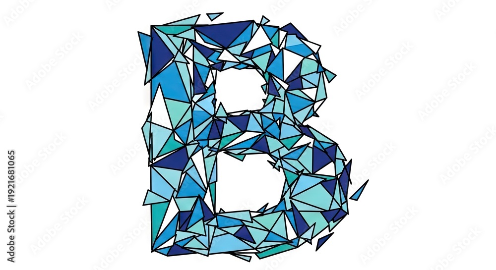 Fototapeta premium Geometric blue letter b abstract design for creative visuals and graphics