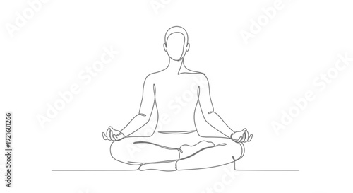 Meditating Person, One Line Drawing, Yoga Pose, Zen, Mindfulness, Serenity