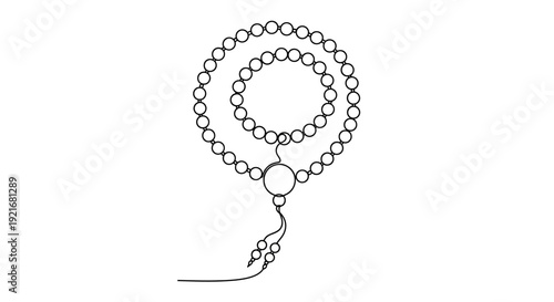 Buddhist Prayer Beads Rosary Mala Line Art Icon Silhouette