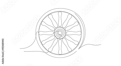 Single Line Drawing of a Dharma Wheel