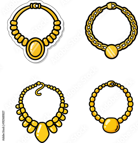 Collection of yellow beaded bracelets with pendants showcased from various viewpoints