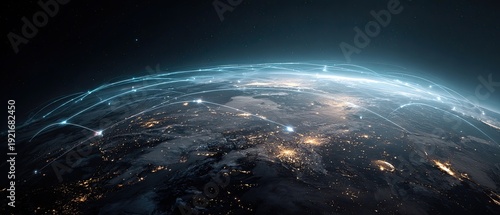 Digital abstract background of the Earth with satellites around the Earth