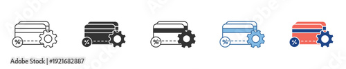 Database management and server settings icons for technology. Illustrates data configuration, system administration, and IT optimization, suitable for modern digital processing applications