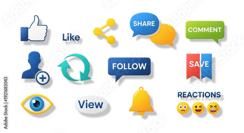 Social Media Icons and Symbols for Engagement and Interaction.