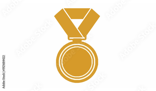 Gold medal silhouette icon with diamond ribbon award symbol vector
