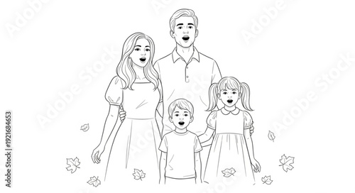 Happy Family with Three Dogs.