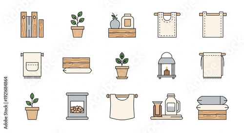 Home Decor Icons Set Illustration.