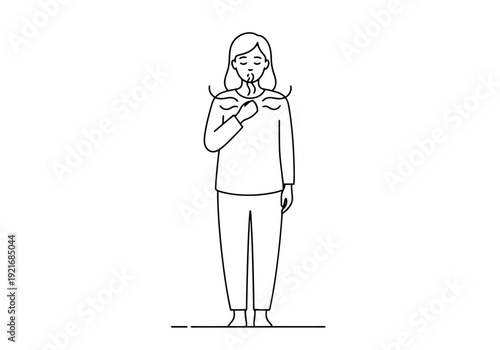 Woman practicing deep breathing exercises for stress relief and relaxation at home