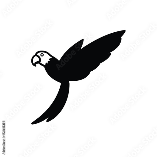 Blue And Gold Macaw Parrot Flying Line Art Silhouette Vector Art Illustration