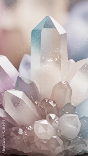 Ethereal Crystal Formations Subtle light interaction within a serene mineral landscape.