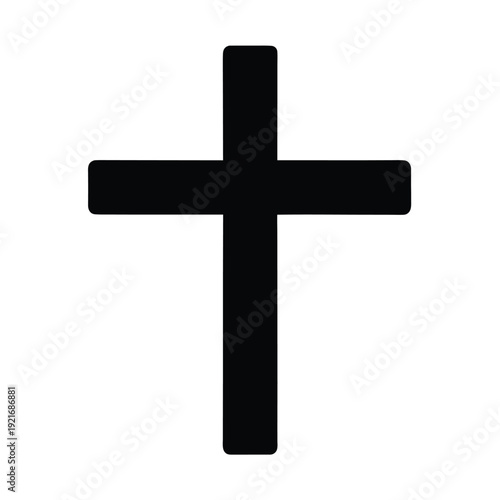 Rustic Wooden Cross Line Art Icon Silhouette Vector Art Illustration