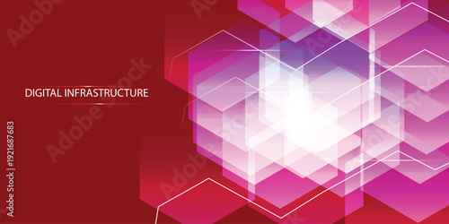 Abstract Isometric data technology network 3D vector illustration with digital server platforms and cubes connected by lines