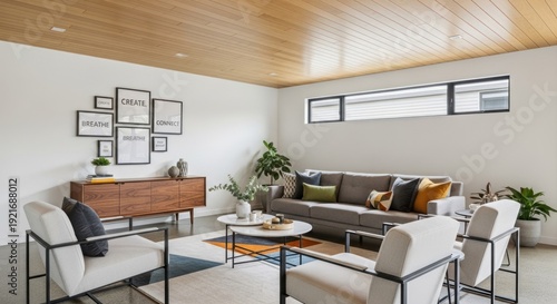 Modern living room interior design comfortable seating and natural light