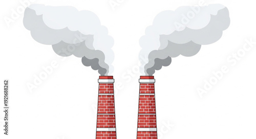 Industrial Chimneys Emitting Smoke Pollution.