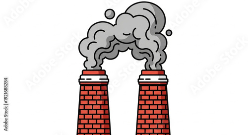 Industrial Chimneys Emitting Smoke Pollution.