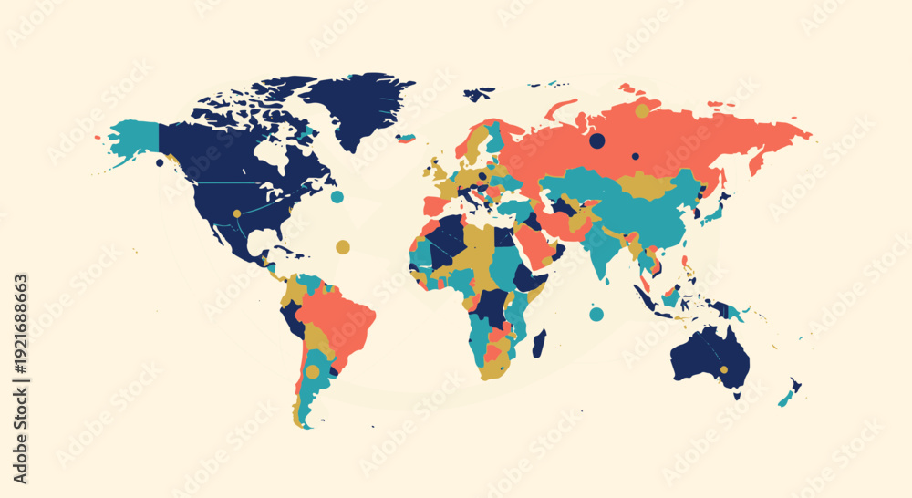 Fototapeta premium Commonwealth Global Map Visualizing International Relationships and Country Groupings