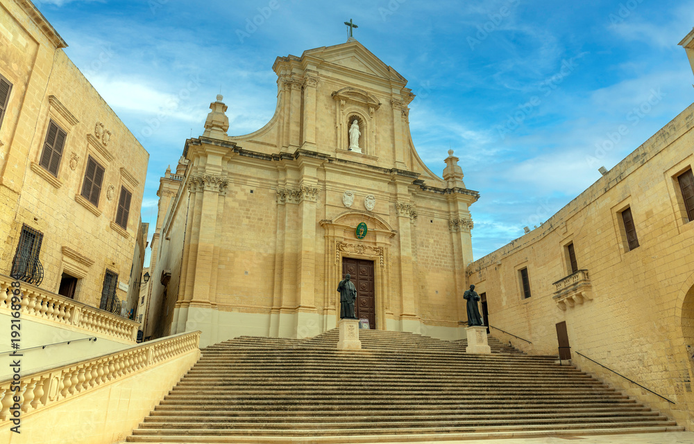 Obraz premium The Cathedral of the Assumption in the Citadel of Victoria, Gozo island, Malta