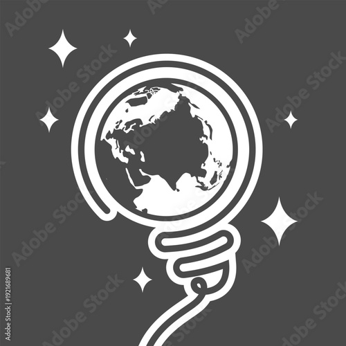 Earth Hour black and white illustration