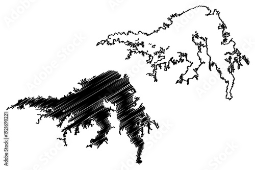 Lake Kinkony (Africa, Republic of Madagascar) map vector illustration, scribble sketch Lac Kinkony map