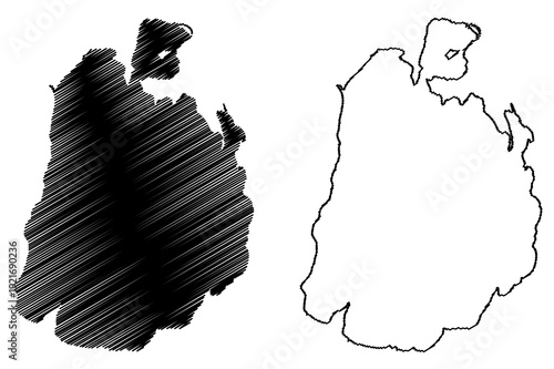 Lake Langano (Africa, Federal Democratic Republic of Ethiopia) map vector illustration, scribble sketch map