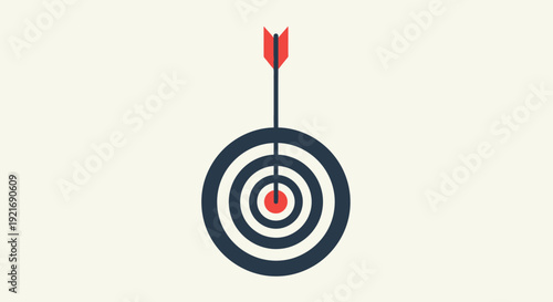 Success Concept with Arrow Hitting Bullseye on Target in Light Beige Background