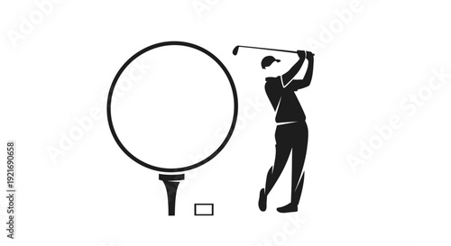 Foto Golfer Swinging Club at Golf Ball on Tee Silhouette on Isolated White Background