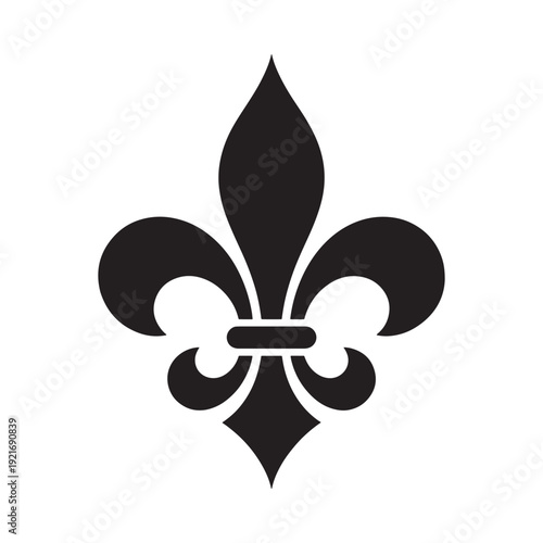 A stylized black fleur de lis symbol on a plain white background