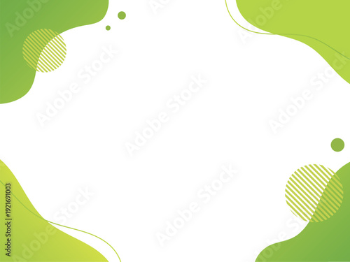 緑のグラデーションの流体シェイプの背景イラスト素材　flat hand drawn fluid blue shapes background.Cute abstract shapes.Vector loose frame.