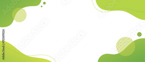 緑のグラデーションの流体シェイプの背景イラスト素材　flat hand drawn fluid blue shapes background.Cute abstract shapes.Vector loose frame.