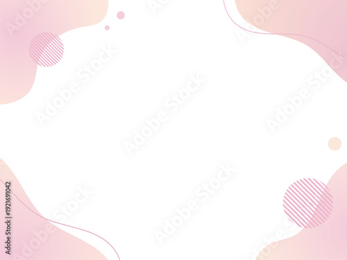 ピンクのグラデーションの流体シェイプの背景イラスト素材　flat hand drawn fluid blue shapes background.Cute abstract shapes.Vector loose frame.