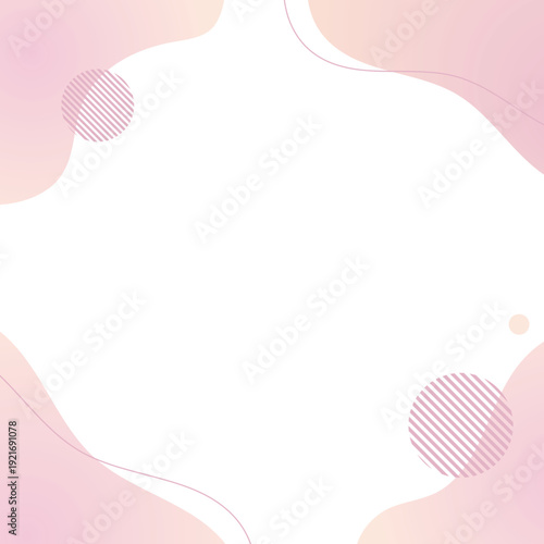 ピンクのグラデーションの流体シェイプの背景イラスト素材　flat hand drawn fluid blue shapes background.Cute abstract shapes.Vector loose frame.