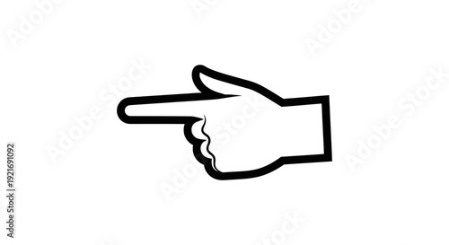 Simple black outline drawing of a human hand with the index finger extended, pointing directly to the left on a plain white background.