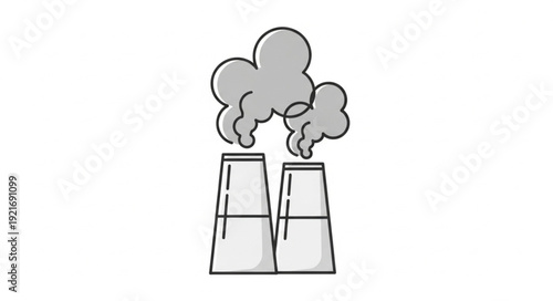 Industrial Factory Emitting Pollution Smoke.