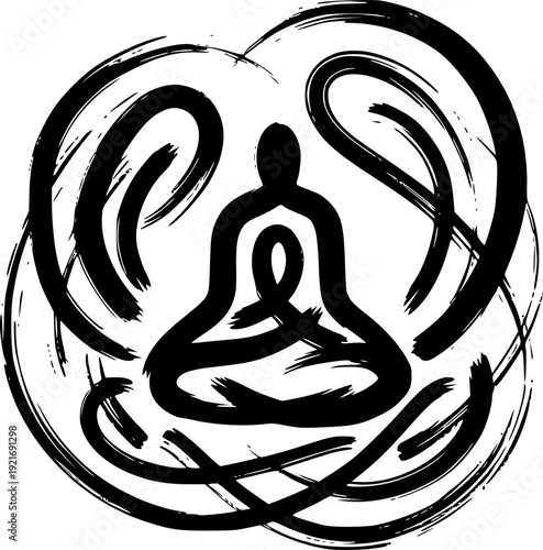 Meditative stillness: A spiritual emblem in brushstroke artistry
