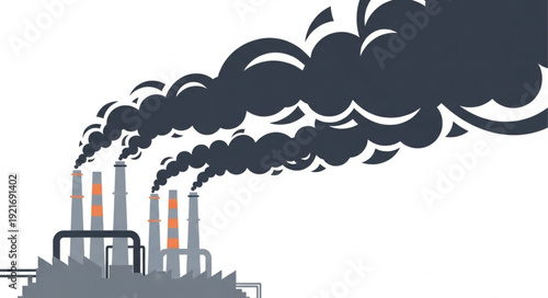 Industrial Factory Emitting Pollution Smoke.