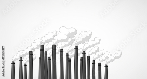 Industrial Factory Chimneys Emitting Smoke.