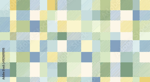 Soft pastel patchwork background offering cozy, clean, and modern visual feel