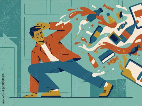 Workplace Stress and Information Overload Flat Illustration