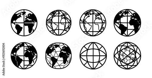 Geometric Low Poly Globe Icons – Modern Abstract Planet Earth Logo Vector Set