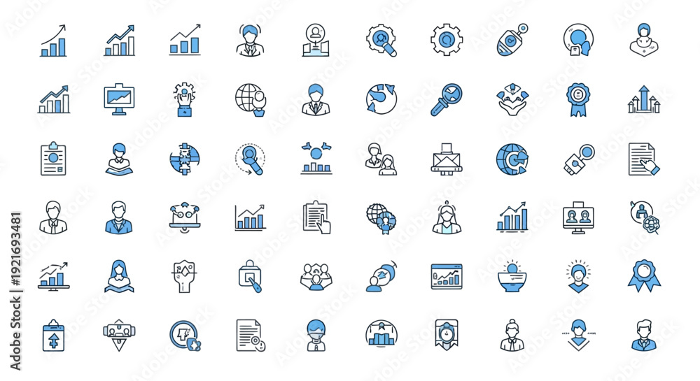 © Kisanak - Collection of Business and Finance Icons Representing Growth and Success.