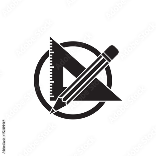 Pencil and ruler vector icon, creativity progect illustration sign. thin line symbol.